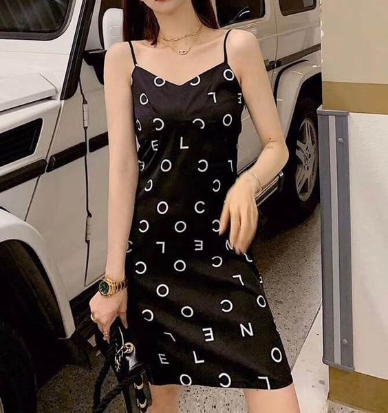 

новый 2020 высокое качество summer outfit дизайнерский бренд insta моды роскошные платья вскользь cha письмо silk luxury designer для женщин, Black;pink