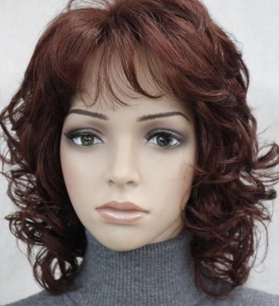 Wig Dark Burgundy Mixed Short Curly Women Ladies Daily Synthetic