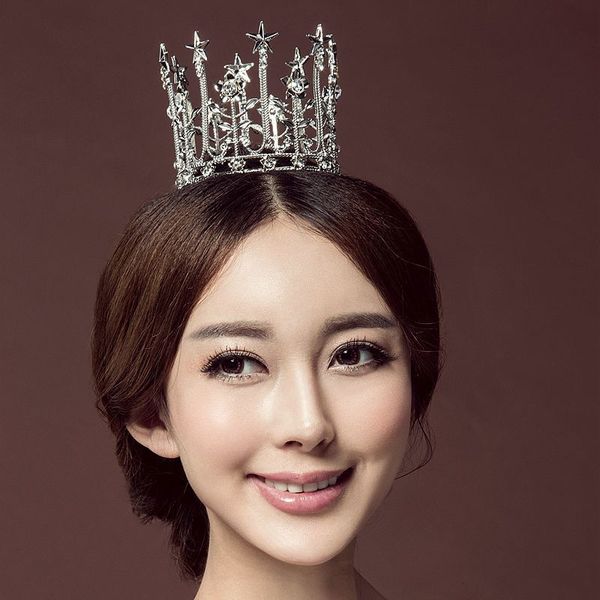 

exquisite pearl rhinestone ring bride headdress european style small wedding dress wedding accessories crown fresh studio, Golden;white