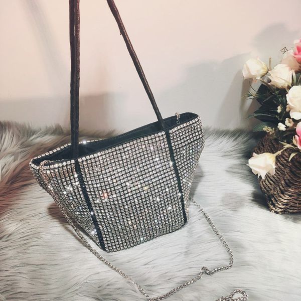 

женщины luxury кристалл алмаз шипованной мода crossbody сумка плечо shinig искрение пришивание tote сумка chian ремень большая емкость