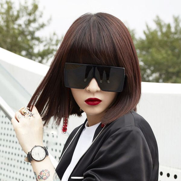 

oversized square sunglasses women flat fashion sun glasses for women brand shades mirror hiphop sunglasses for men and, White;black