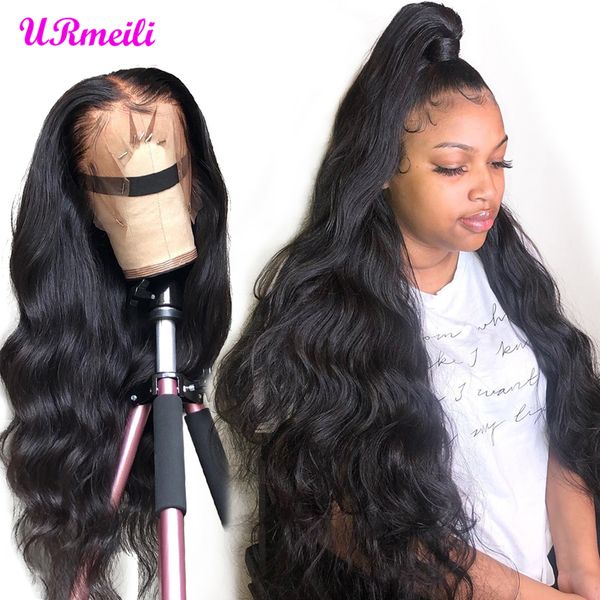 

lace front human hair wig body wave 150 density remy hair, Black;brown