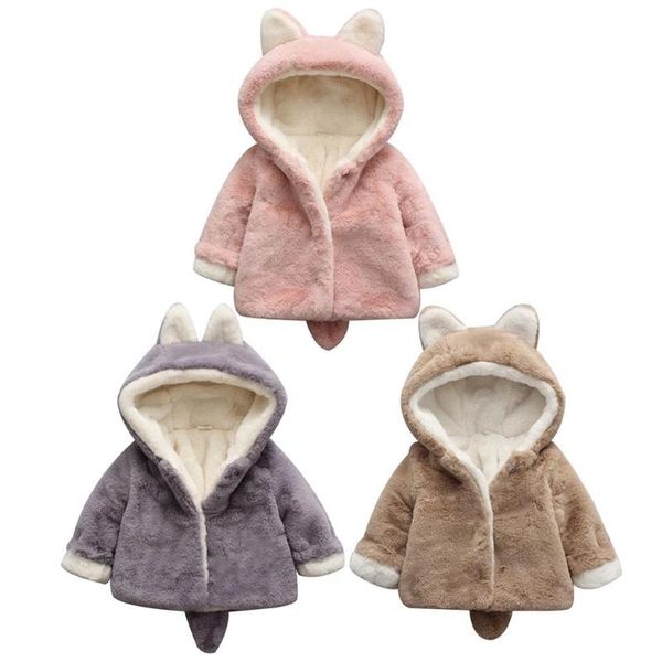

Baby Girls 2019 Winter Warm Coats Cute Bunny Fleece Coat Fake Fur Warm Hooded Jacket Outwear Kid Girl Tops Clothes For 6-24M