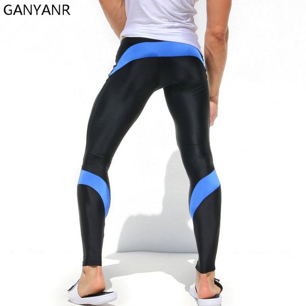 

brand running tights men sport fitness joggers leggings compression traning crossfit pants winter long gym spandex, Black;blue