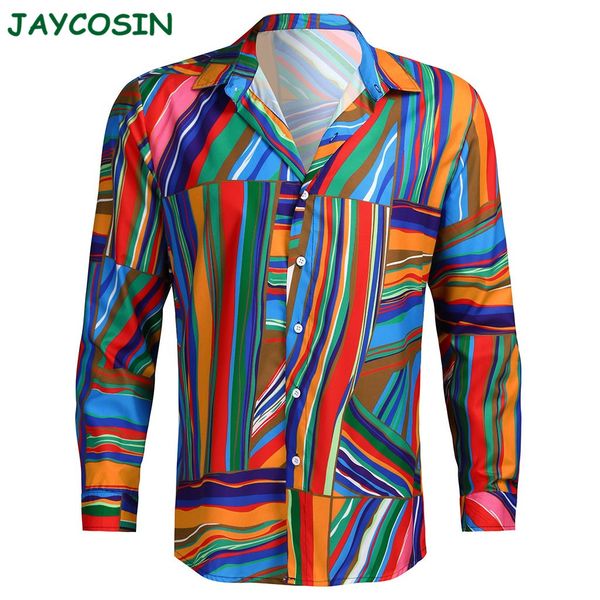 

jaycosin men clothes 2019 fashion christmas print slim fit shirt men casual long sleeve shirt blouse for male autumn winter 1122, White;black