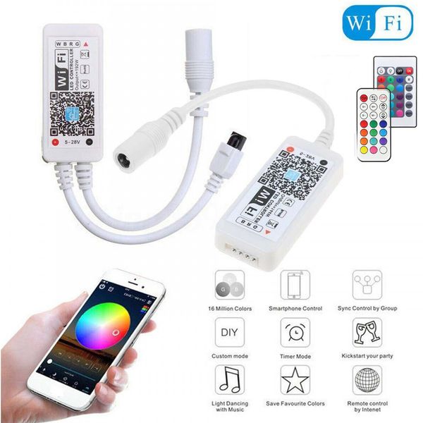 

dc 5v 12v 24v mini wifi led rgb controller bluetooth rgbw rgbwc led remote control ios/android дл 5050 3528 led lighting strip lights