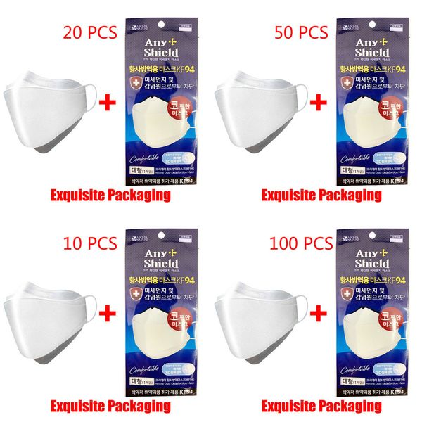 

10/20 / 100шт kf94 противовирусное лицо 4 слоя антипылевой бактериальной pm2. 5 защитная маска 94% фильтрация крышка рта fd2z 8tth