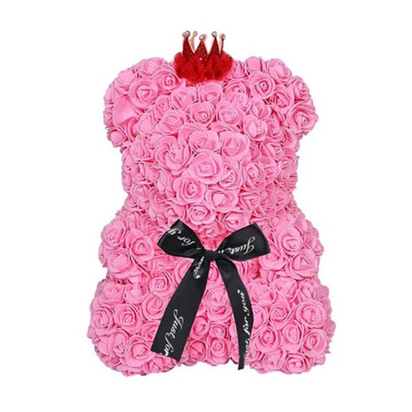 

new 25cm bear of roses flowers teddy bear with crown wedding festival diy surprise wedding gift for girl lover