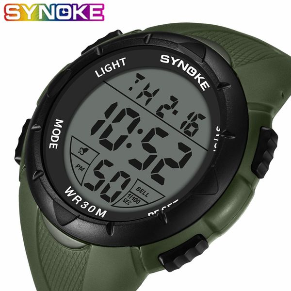 

synoke men's watch sport digital wristwatch electronic luxury finess waterproof watches diving dropship, Slivery;brown