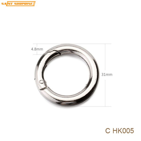 

nickel plated o shape zinc alloy spring snap hook metal keyring keychain key ring for diy accessories chk005 4.8mm x 31mm, Silver