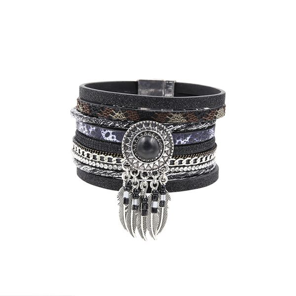 

браслет браслеты браслеты для женщин pulseira de couro женская кисточкой сон катер pu металла лист кожа pu pulseras mujer, Golden;silver