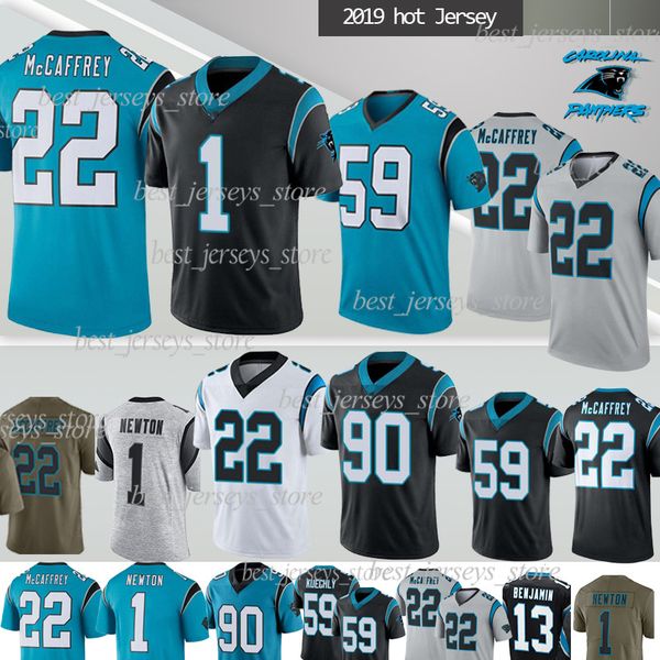 

22 christian mccaffrey carolina jersey panther 1 cam newton 59 luke kuechly jersey 90 julius peppers men football jerseys, Black;red