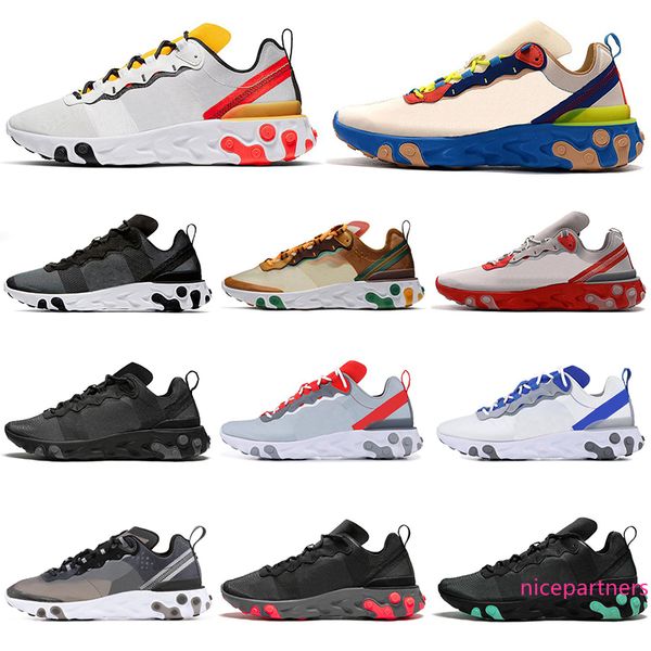 

react element 55 87 tour yellow running shoes men women orange peel triple black white sail cream blue mens trainers sports sneakers