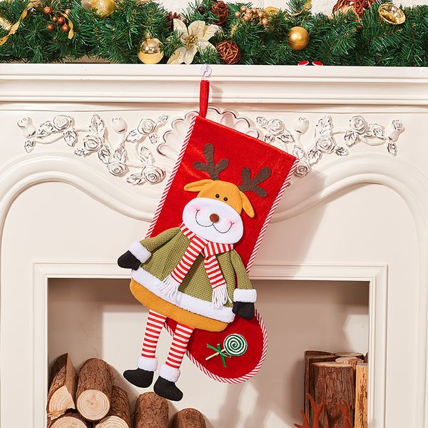 

2018 christmas tree pendants socks children gifts bags candy pouch xmas ornaments santa claus snowman home decoration supplies