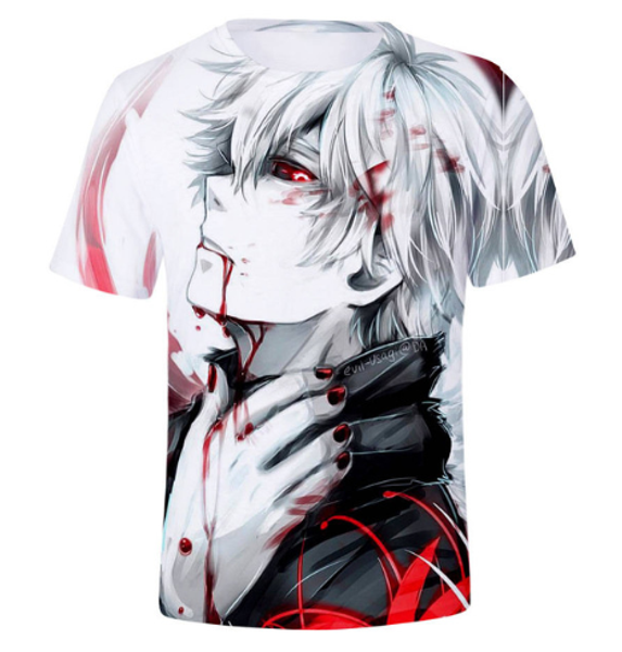 

2019 новый классический японский аниме токийский упырь футболка harajuku 3d принт мужчины / женщины унисекс летний круглый воротник с коротк, White;black