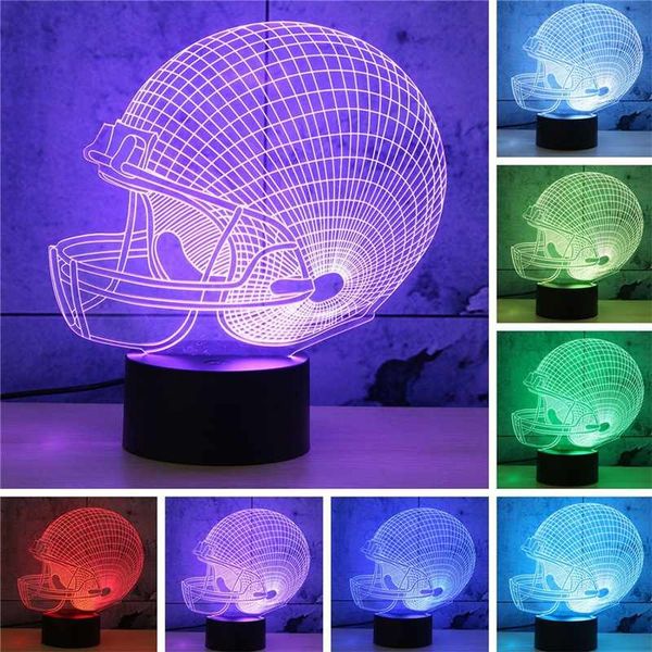 

3d football sports team cap helmet led night light 7 colors change switch novelty lights table desk lamp decor birthday gift