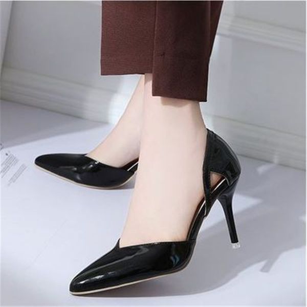 

spring summer shoes woman high heels pumps 9cm tacones pointed toe stilettos talon femme ladies wedding shoes black heels