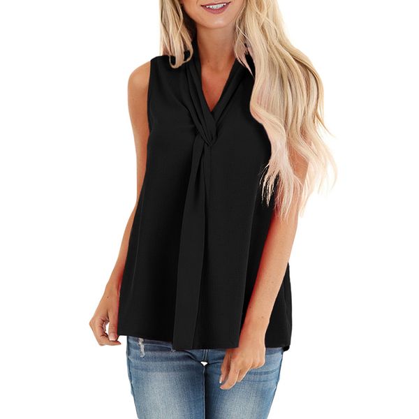 

ins solid color основывая жилет футболки женщин новый европейский и американский стиль v-образным вырезом без рукавов сыпучие-fit пуловер то, White