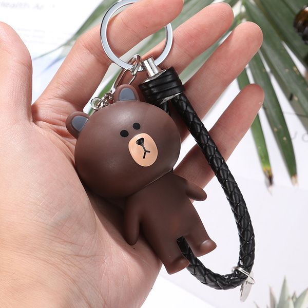 

creative cute bear keychain bag foreskin rope pendant couples keychain, Silver