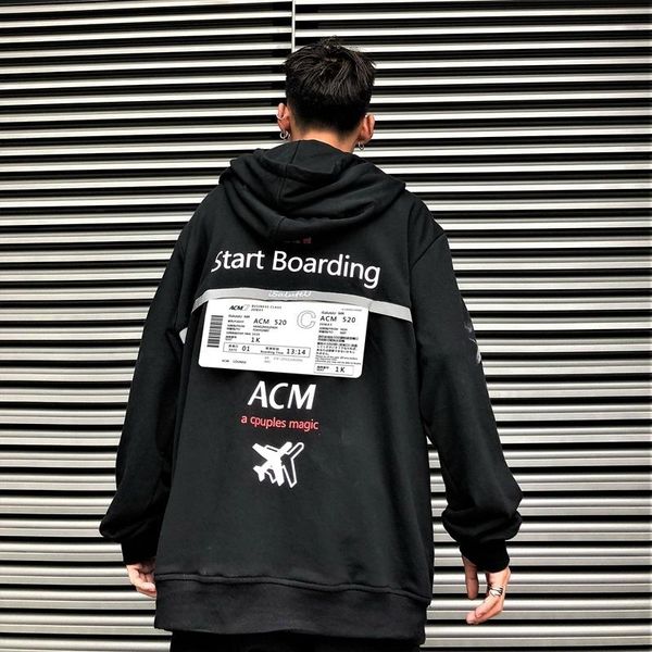 

доставка японский уличный кандзи печати 3 м отражают свет негабаритных хип-хоп стиль толстовка мужчины толстовки сша размер c190416, White;black