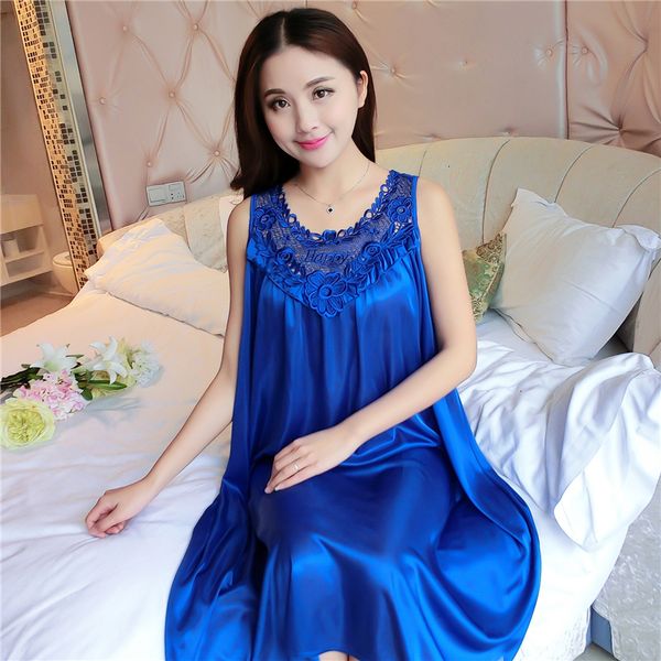 

sleepwear woman femme lingeries summer satin night dress women big 4xl nightgown women lace lingerie nightdress nightie sleepshirts, Black;red