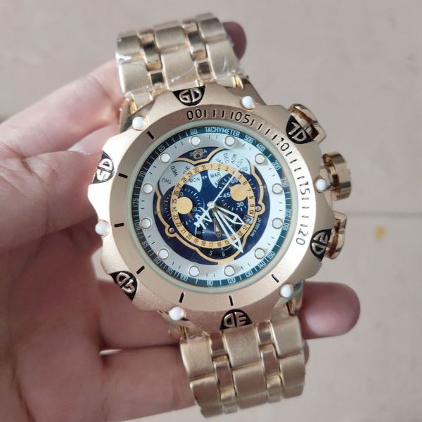 

2020 good quality men invicta gold watch stainless steel strap mens watches quartz wristwatches relogies for men relojes gift sell, Slivery;brown