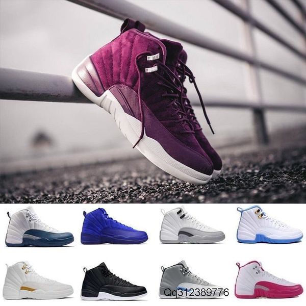 

new 12 mens womens basketball shoes taxi ovo white wolf grey cherry flu game french blue the master barons gym red sneakers
