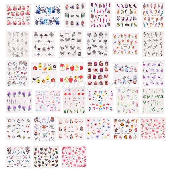 

water decals stickers feather flower manicure nail art decoration transfer sticker, Black
