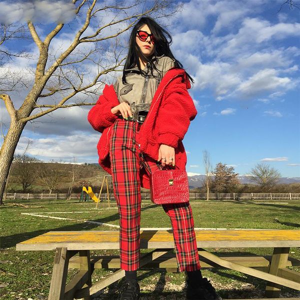 

брюки женщины новая летняя мода женские повседневные брюки одежда плед женский гарем new red повседневная одежда брюки, Black;white