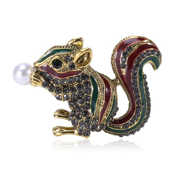

zhang popular oil drop series alloy rhinestone set cute retro squirrel brooch ceremony anniversary banquet, Gray
