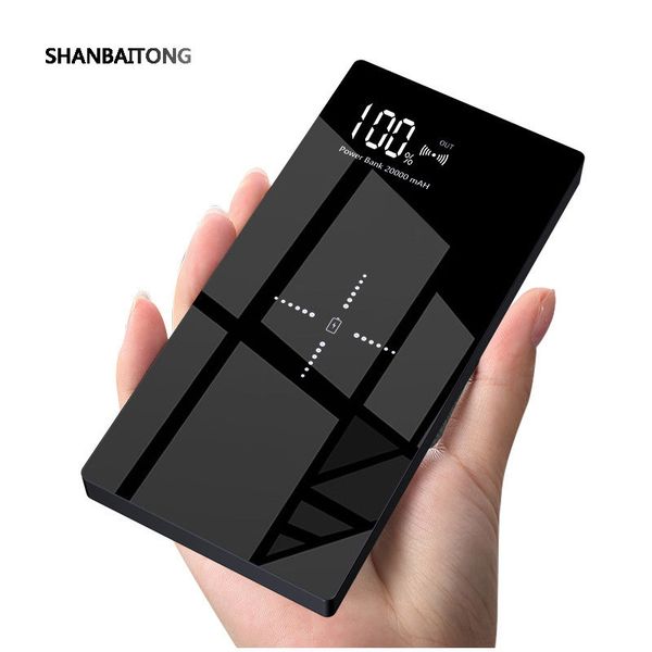 

new arrival qi-wireless power bank 20000mah fast charge led display portable charging powerbank external battery for samsung