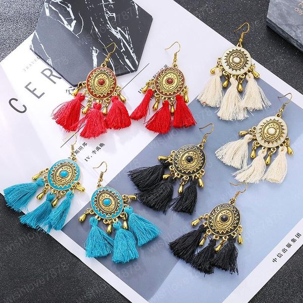 

oval drip retro tassel earrings women and europe popular jewelry alloy earrings earrings wholesale, Silver