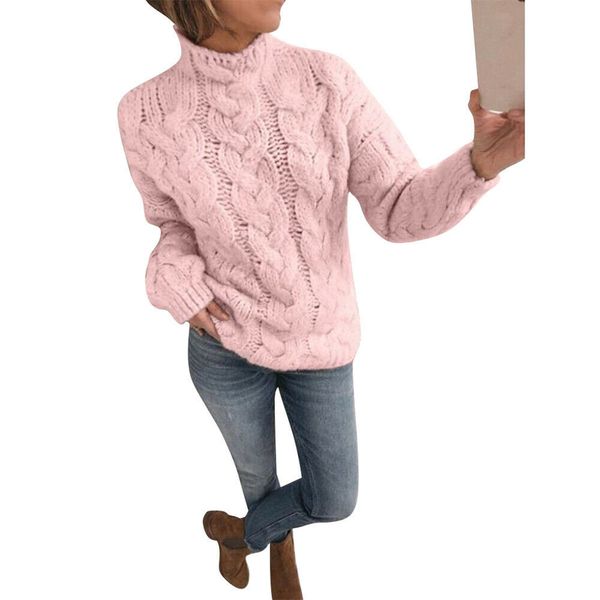 

students school women sweater autumn winter thickened elastic knitted solid cotton blend long sleeve pullover turtle neck, White;black