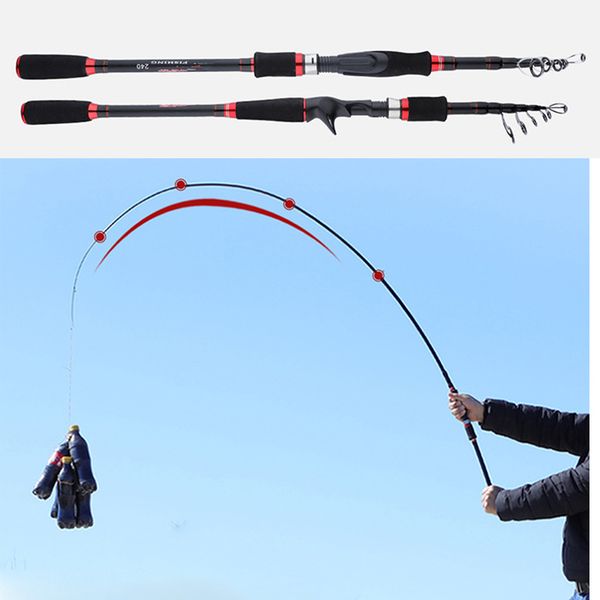 

2.1m telescopic road aachen carbon gun handle straight shank fishing rods throwing vibration type portable fishing rod
