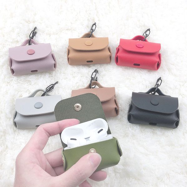 

2020 кожи pu пряжка protector shell для компании apple airpods 3 случаев моды anti-потерянных hook застежки брелока для airpods pro случаев