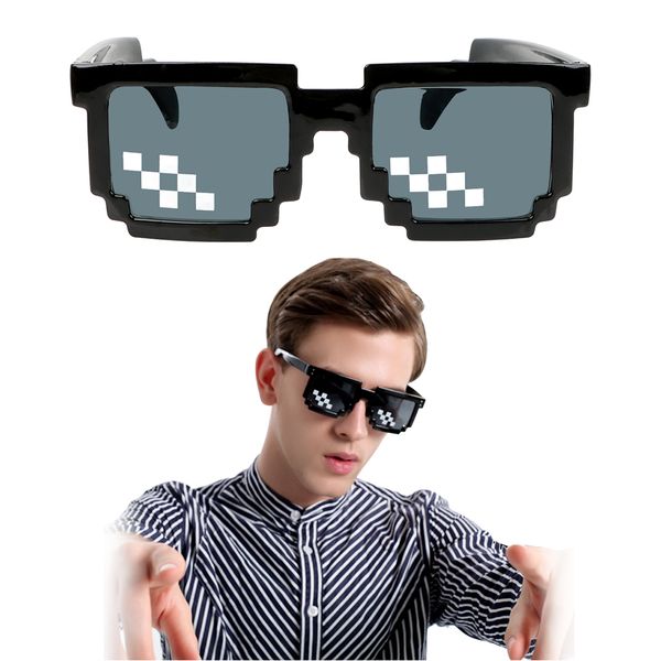 

new personality sunglasses pixelated men women brand party eyeglasses mosaic uv400 vintage eyewear gift toy glasses, White;black