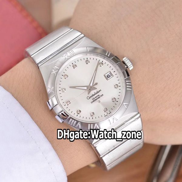 

new 123.10.38.21.52.001 diamond white dial automatic mens watch ss stainless steel bracelet sapphire luxury watches watch_zone, Slivery;brown