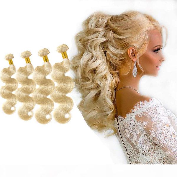 

бразильский девы волос 4 связка 613 # blonde body wave человеческих волос 613 цвет тело волновая двойная утками 8-30inch продукты для волос, Black