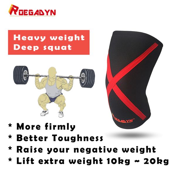 

pair of knee compression sleeves neoprene 7mm knee support brace for men & women for cross training,squats, workout by roegadyn, Black;gray