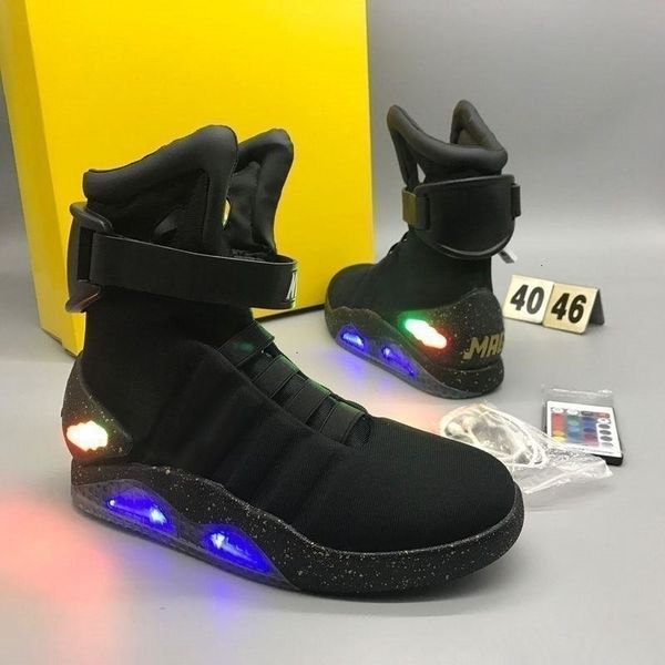 

2019 air магс назад в будущее marty mcflys кроссовки glow in the dark мужчины баскетбол обувь обувь mag glow sneaker серый черный красный с, Black