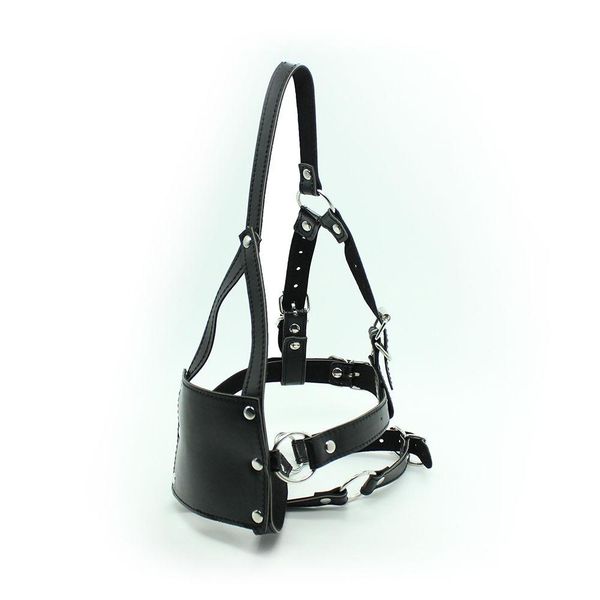 

faux mask head ball #r52 harness mouth gag leather panel gag