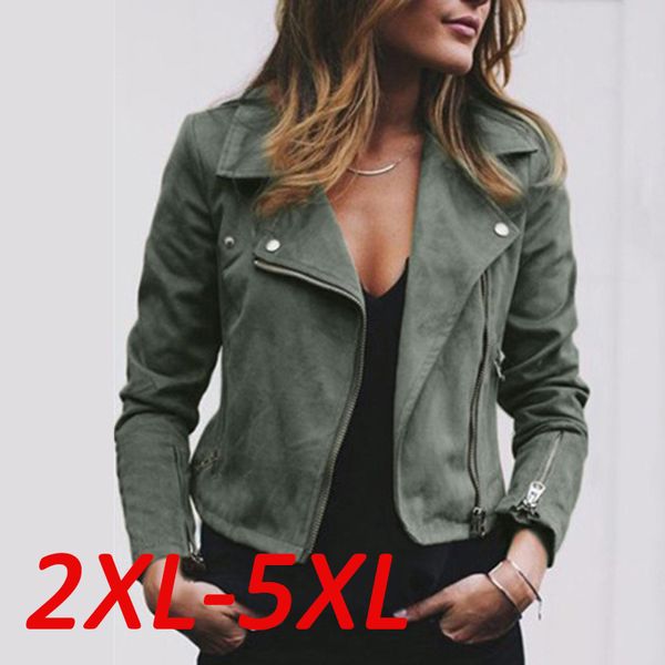 

women lapel jacket coats zip up biker flight casual coats outwear plus size, Black;brown