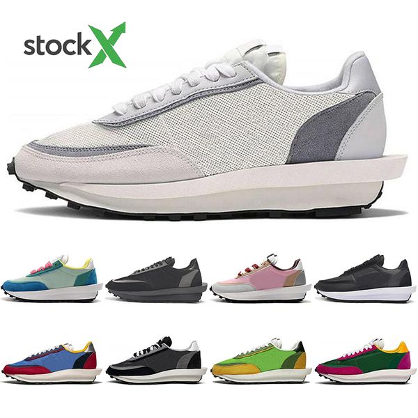 

с носками sacai ld вафля ldv мужчины женщины кроссовки тройной черный белый серый сосновый зеленый университетский синий спортивные кроссовк