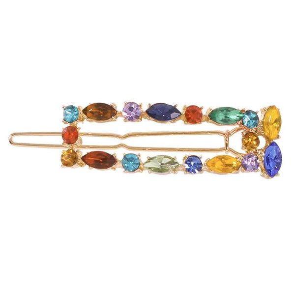 

hairpin hair accessories clip european & american big-brand colorful diamond alloy cross-border fashion joker geometric drop shaped word, Black;brown