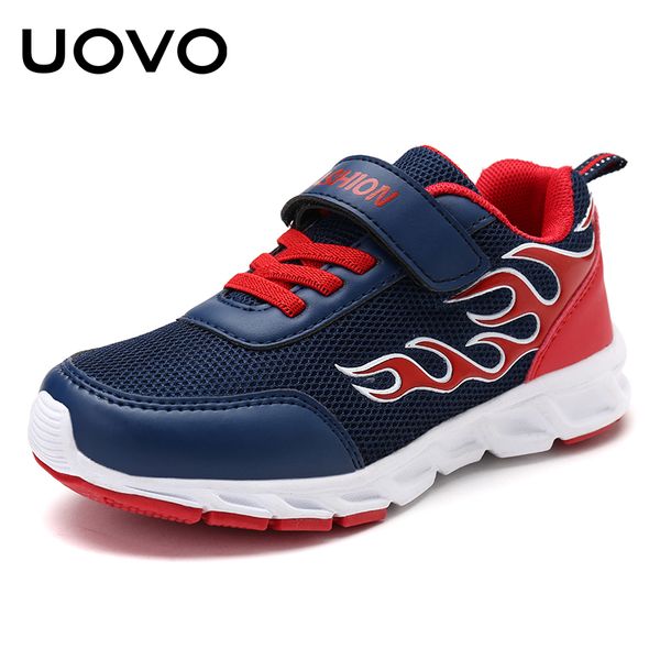 

uovo 2020 kids running shoes for boys fashion breathable sport sneakers boys school shoes spring big children shoes size 30#-40# t200421, Black;red