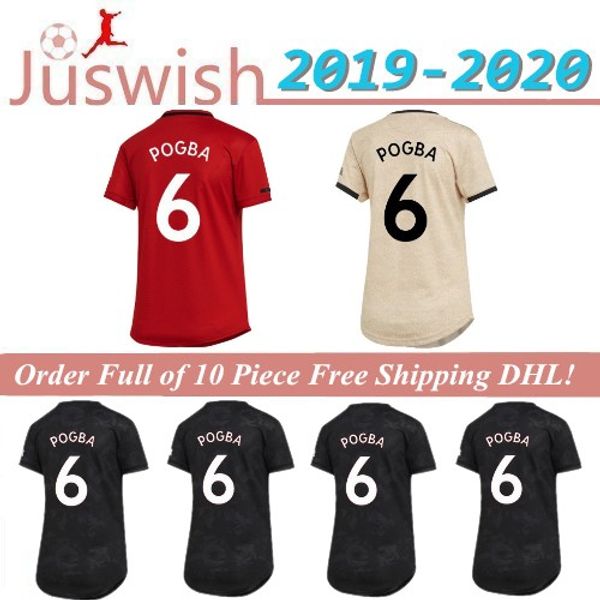 

2019 2020 manchester lingard soccer jerseys pogba united 10 rashford 9 martial custom home away woman 19 20 football shirt, Black;yellow