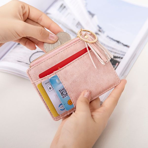 Damen-Geldbörse, RFID-blockierend, PU-Leder, Kartenhalter, Organizer, Mädchen, kleine süße Geldbörse mit Ausweisfenster