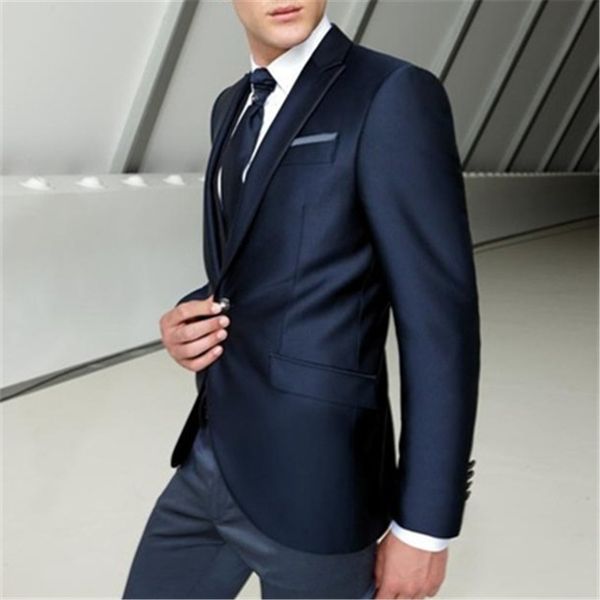 

костюм homme 3 шт.(куртка+брюки+жилет+галстук) темно-синий свадебные костюмы для мужчин trajes де hombre смокинг костюм мужчины блейзер, White;black