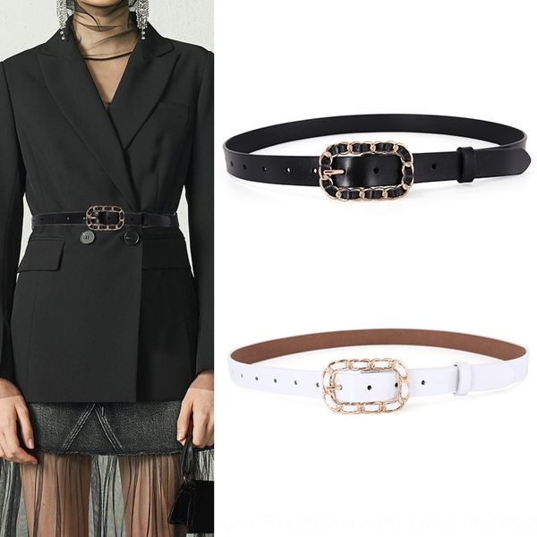 

oivs2 leather pure cowhide all-match decorative simple leather pure cowhide jeans belt all-match women's decorative belt simple women&#, Black;brown