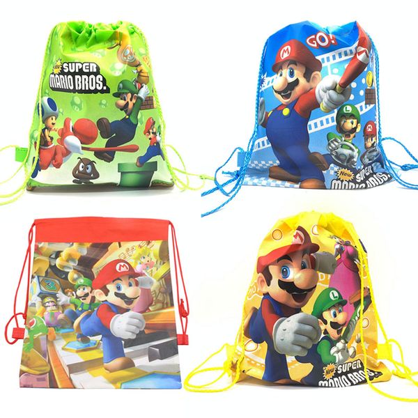 

super mario bros поставки вечеринки по случаю дня рождения drawstring мешок подарка mario party для детей день рождения нетканые ткани детск